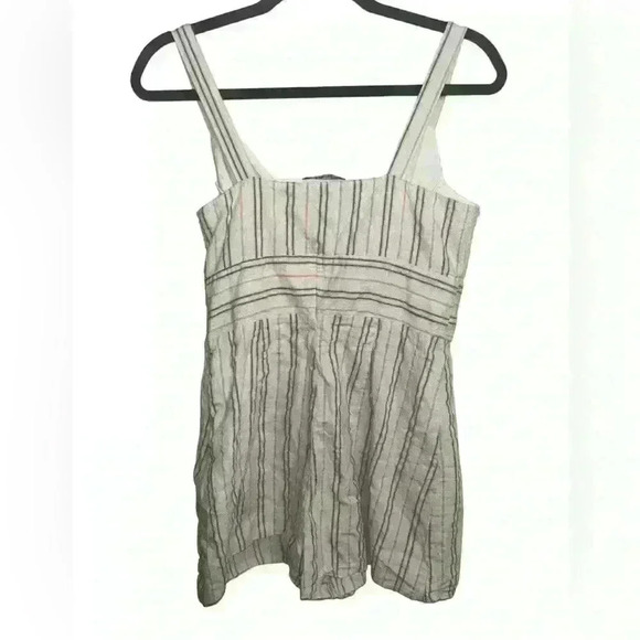 Bershka Striped Romper Keyhole Front Tie Knot Size L  Linen - Picture 4 of 5